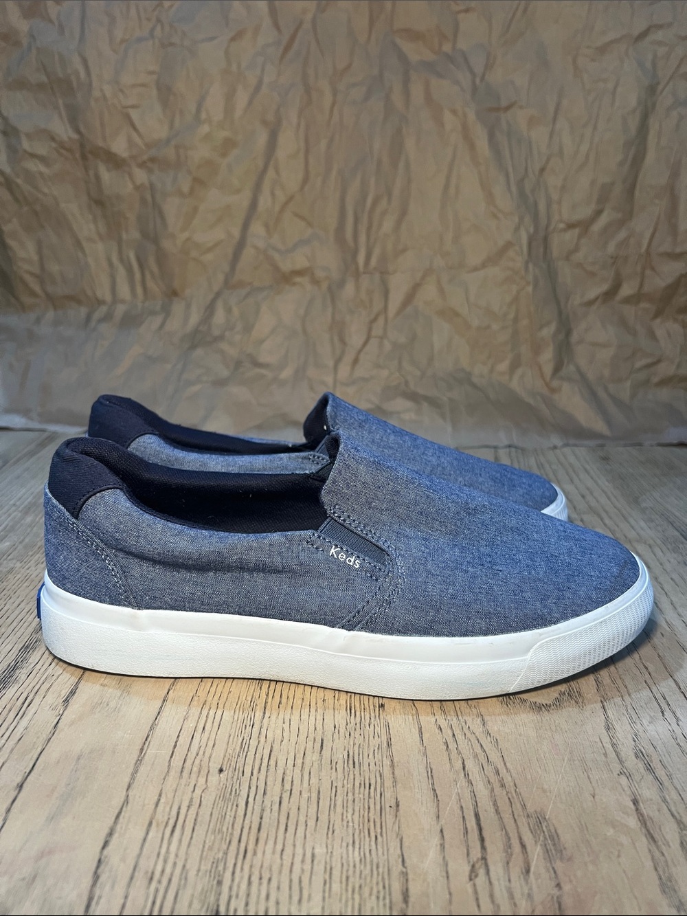 Keds Men's Slip-On Canvas Loafers in Gray and Black